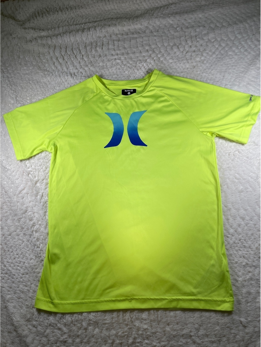 Hurley youth XL Neon Yellow Performance T-Shirt with Blue Logo